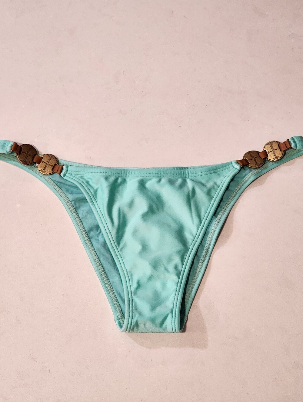NEW WITH TAGS SOFIA by ViX SZ L Aqua Bikini Bottom with Decorative Medallions